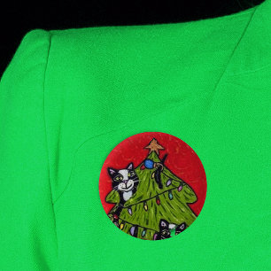 Naughty Cats klättrar i Julgran Knapp