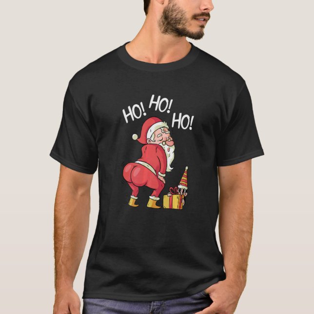 Naughty Christmas Santa Twerking   T Shirt (Framsida)