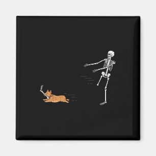 Naughty Corgi Hund Roligt Skeleton Halloween Magnet
