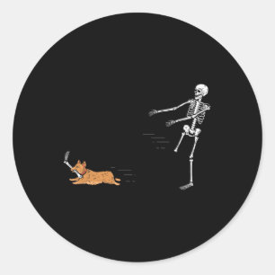 Naughty Corgi Hund Roligt Skeleton Halloween Runt Klistermärke