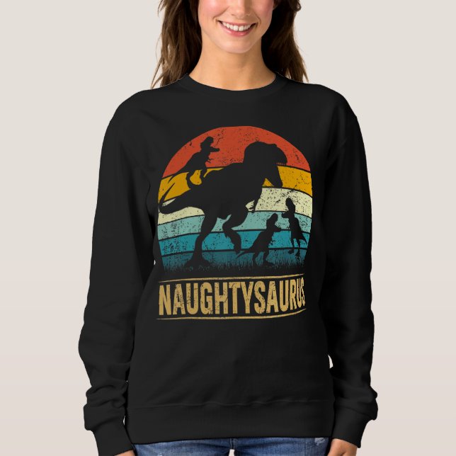 Naughty Dinosaur T Rex Naughtysaurus 3 Kids Familj T Shirt (Framsida)