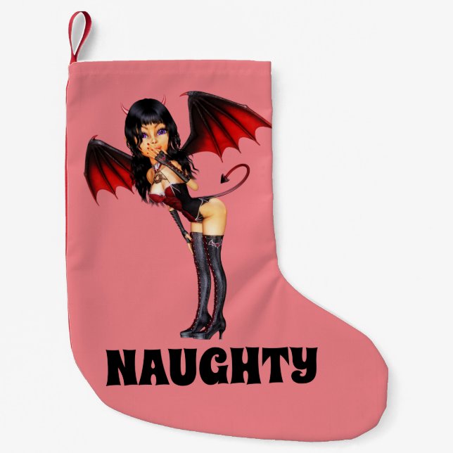 NAUGHTY DJÄVULEN GIRL CHRISTMAS STOCKINGS LITEN JULSTRUMPA (Framsidan)