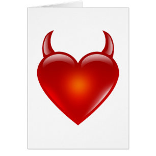Naughty Djävulen Heart med Horns Hälsningskort