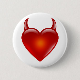 Naughty Djävulen Heart med Horns Knapp