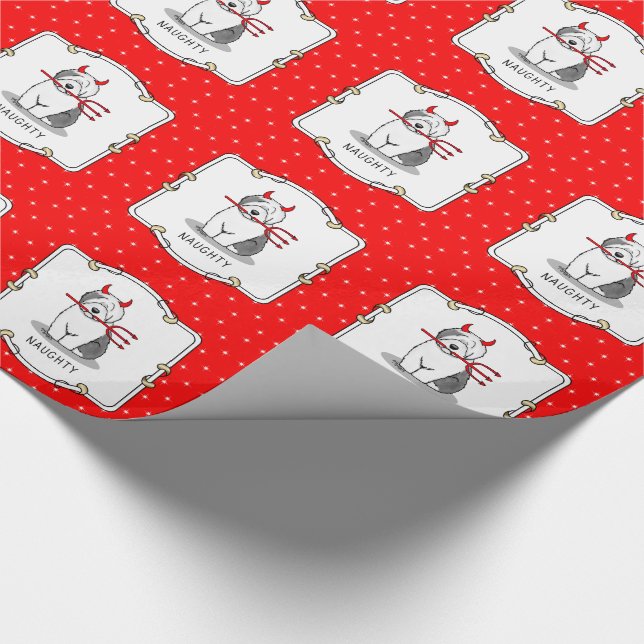 Naughty Djävulen Old English Sheepdog (Grått 1) Presentpapper (Hörn)