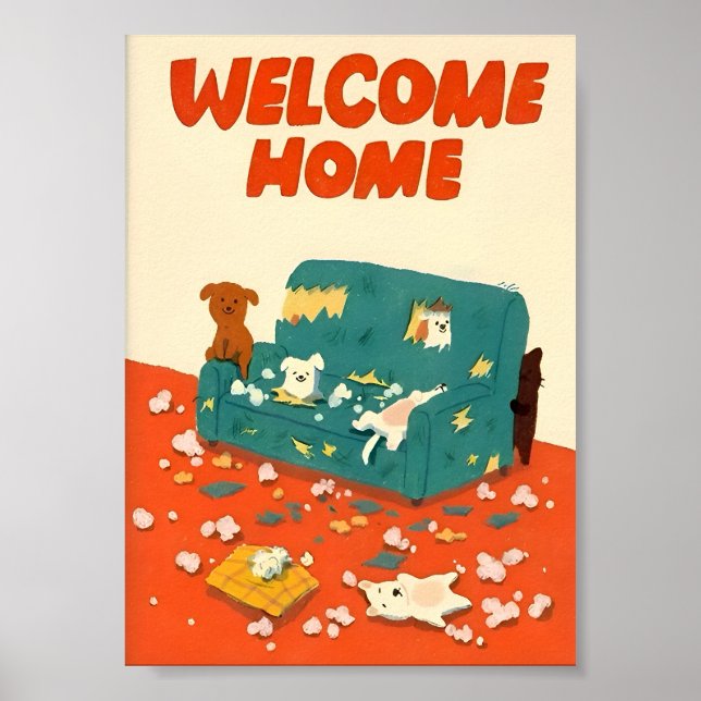  Naughty Dogs Illustration Poster (Framsidan)