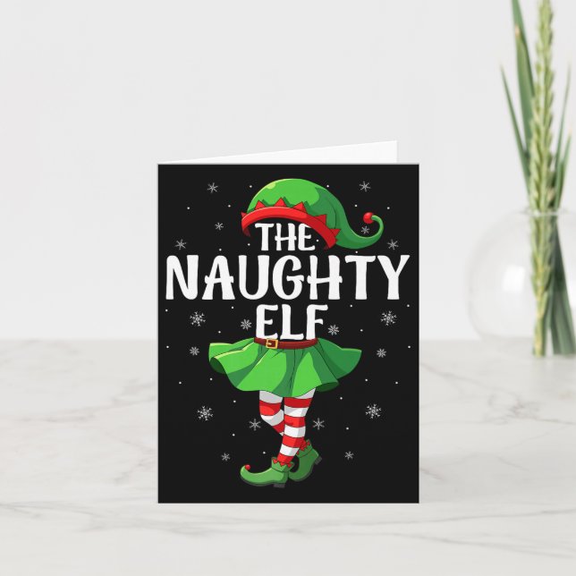 Naughty Elf Christmas Girls Women Elf Squad Xmas F Kort (Framsida)