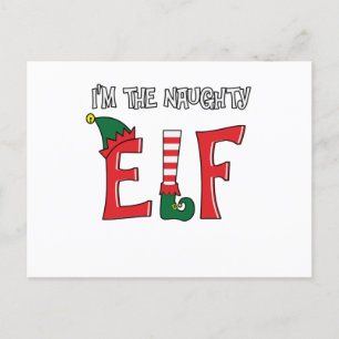 Naughty Elf-familjen som matchar julpajamas Vykort