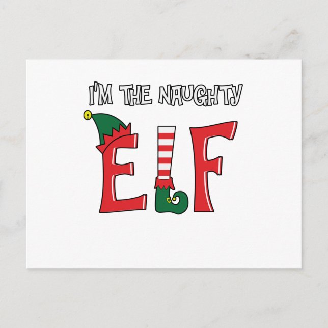 Naughty Elf-familjen som matchar julpajamas Vykort (Framsida)