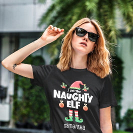 Naughty elf-familjens matchande julomsutrustning i t shirt
