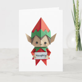 Naughty ELF roligt origami christmas naughlist lis Kort