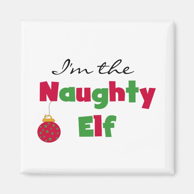 Naughty Elf T-shirts och Gifts Magnet (Framsidan)