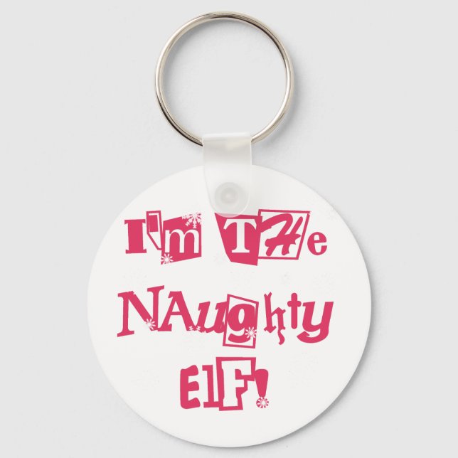 Naughty Elf T-shirts och Gifts Nyckelring (Framsida)