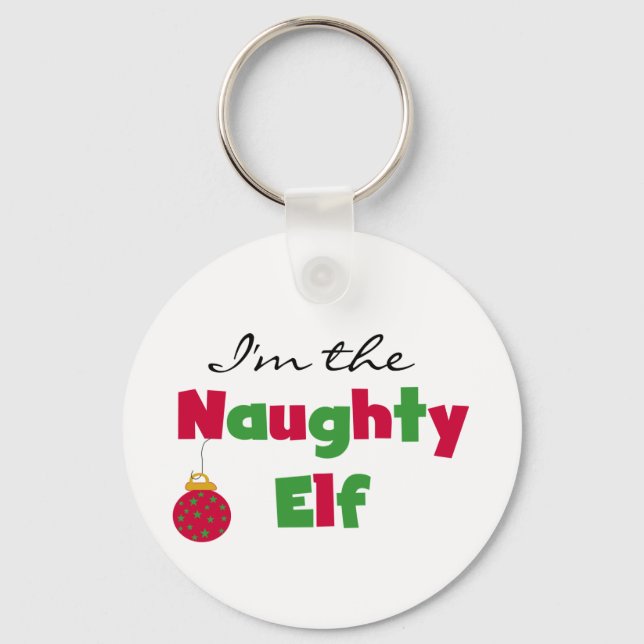 Naughty Elf T-shirts och Gifts Nyckelring (Framsida)