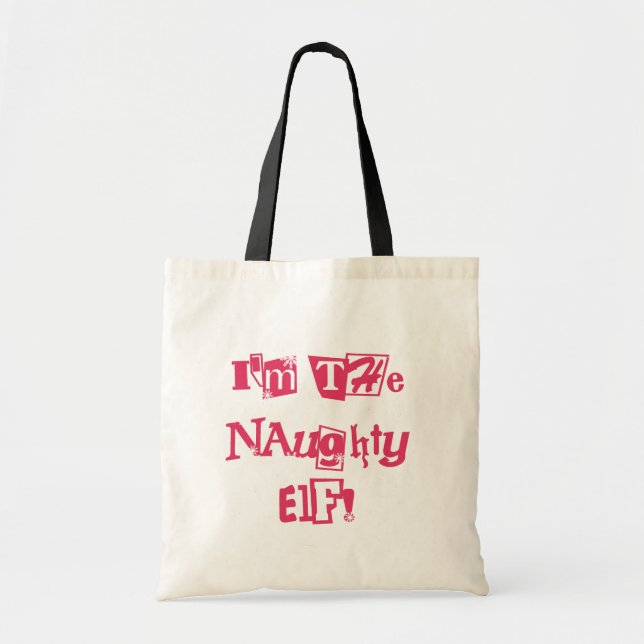 Naughty Elf T-shirts och Gifts Tygkasse (Framsidan)