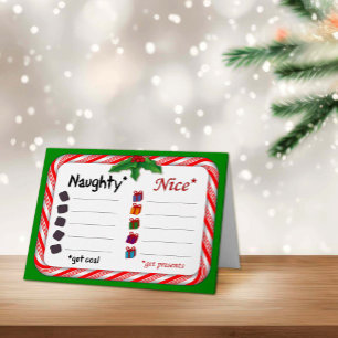 Naughty eller Nice 5 tum x 7 tum, vikt Helgkort