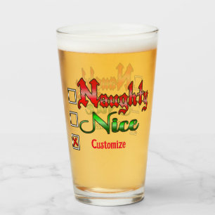 Naughty eller Nice Anpassningsbar Text Edition Glaskopp