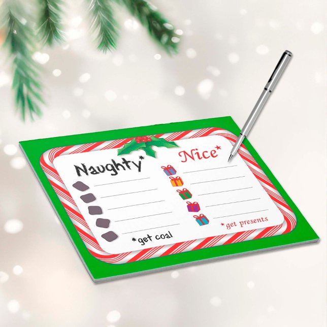 Naughty eller Nice-Anteckningsblock 8,5" x11", 40  Anteckningsblock (Naughty and Nice Postcard
The Naughty get coal. Nice ones get presents. )