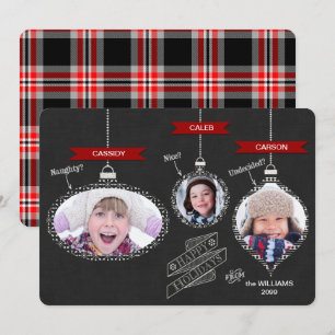Naughty eller Nice? Chalkboard Hanging Ornaments H Julkort