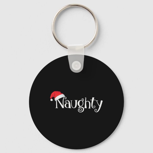 Naughty eller Nice Costume Matching Jul Par Nyckelring (Framsida)