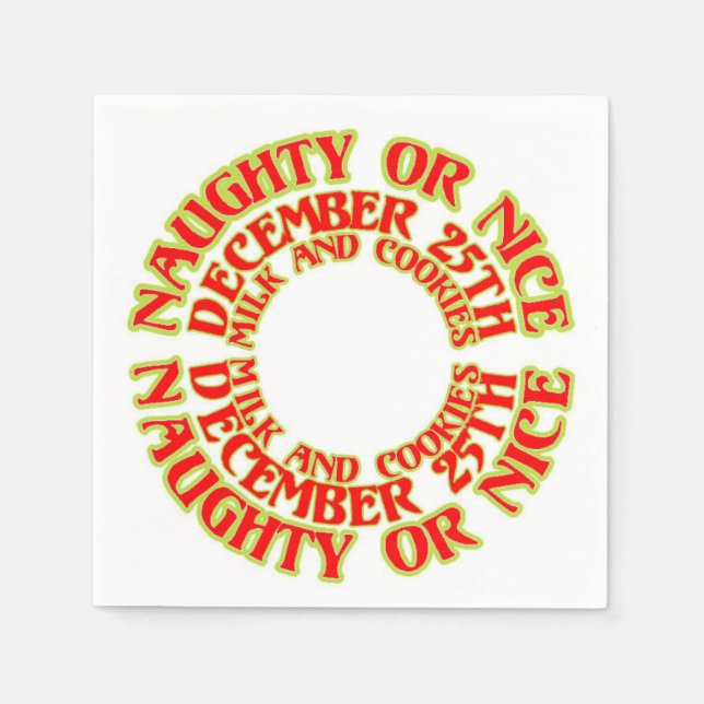 Naughty eller Nice den 25 december Mjölk och Cooki Pappersservett (Framsidan)