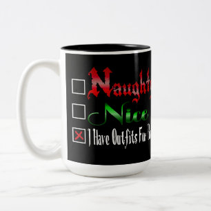 Naughty eller Nice Flirty Black Två-Tonad Mugg