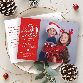 Naughty eller Nice Funny Cute Kids Syskon Photo Helg Vykort