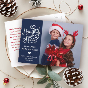 Naughty eller Nice Funny Cute Kids Syskon Photo Helg Vykort