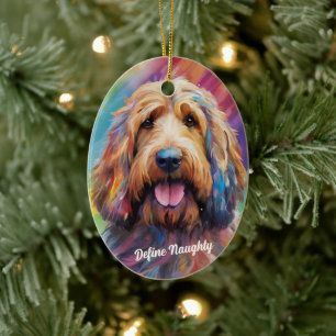 Naughty eller Nice! Funny Define Naughty Pet Portr Julgransprydnad Keramik