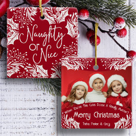 Naughty eller Nice Funny Fem Photo-jul Julgransprydnad Keramik