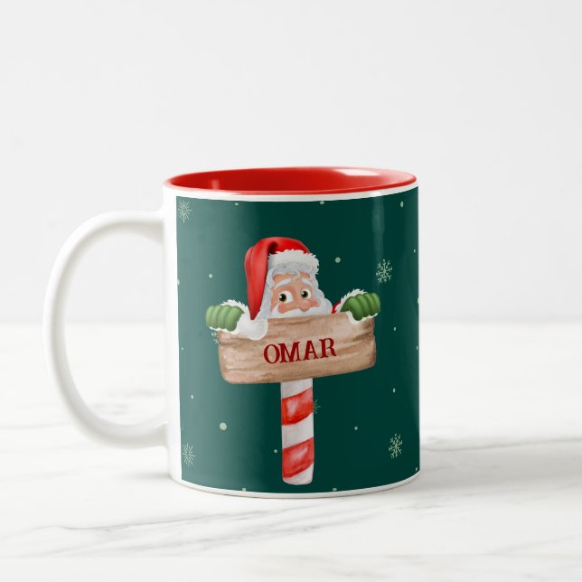 Naughty eller Nice Funny jultomten Gift Mugg (Vänster)
