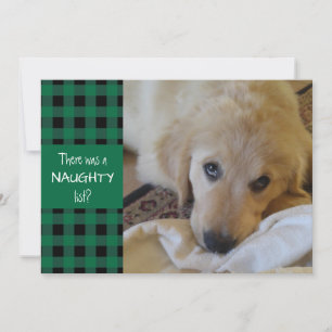 Naughty eller Nice Grönt Plaid GLAD HELG Julkort