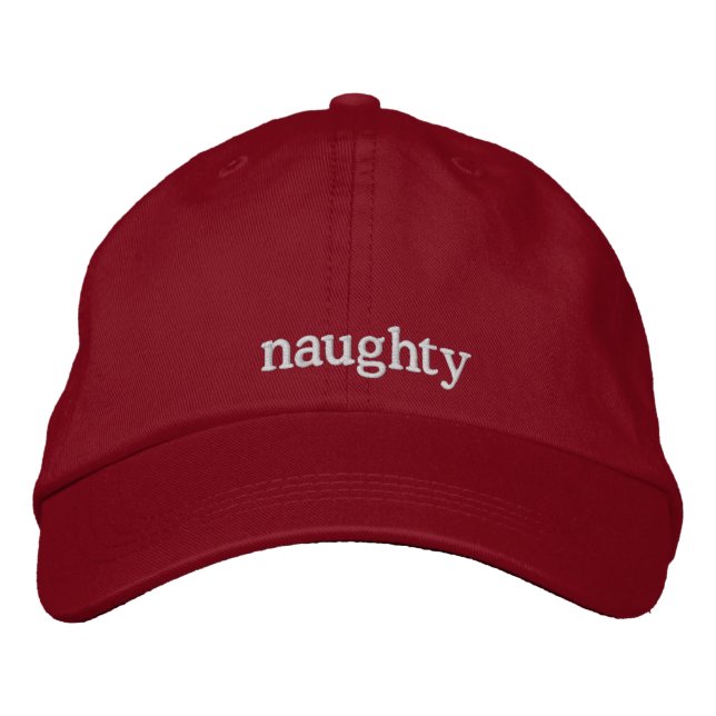 Naughty eller Nice Hat (Naughty) Broderad Keps (Framsida)