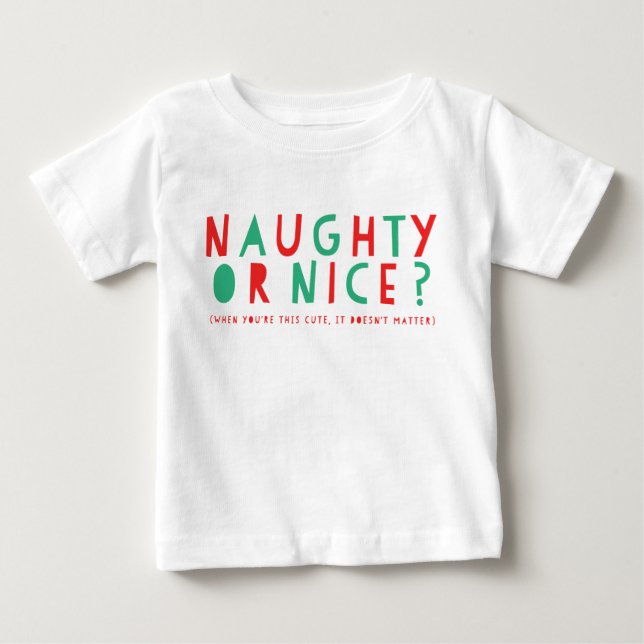 Naughty eller Nice | Helgdag Baby T-Shirt (Framsida)