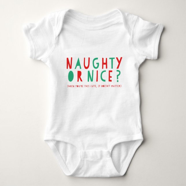 Naughty eller Nice | Helgdag Bodykostym T Shirt (Framsida)