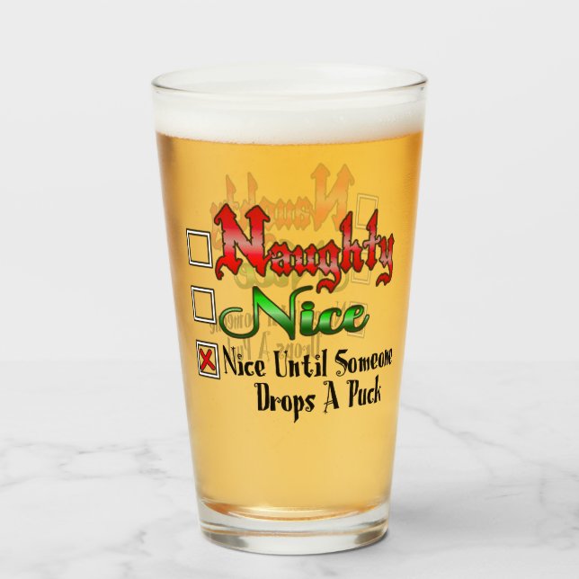 Naughty eller Nice Ice Hockey Fläkt Edition Glaskopp (Baksida fylld)