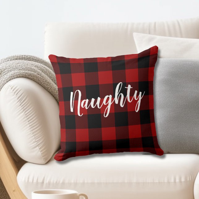 Naughty eller Nice jul Buffalo Play Farmhouse Kudde (Skapare uppladdad)