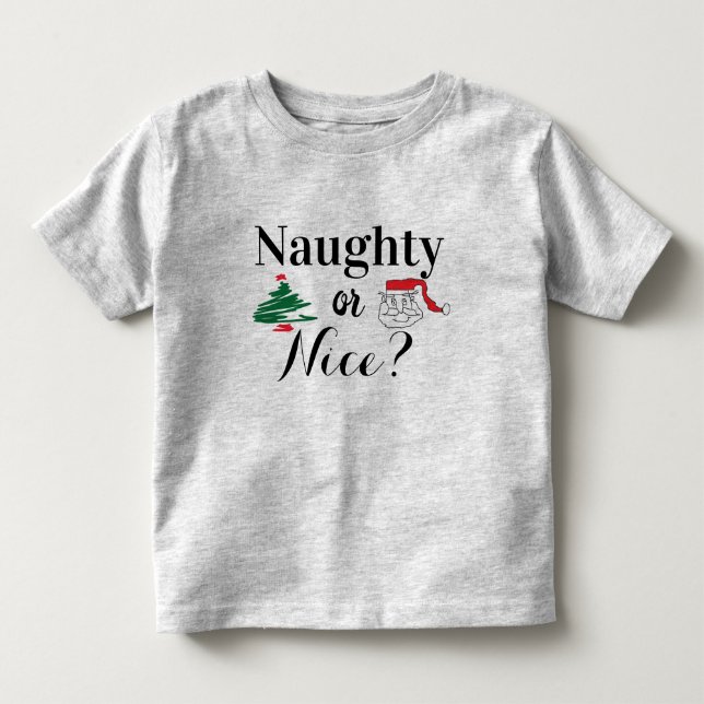Naughty eller NIce? Jul T-Shirt (Framsida)