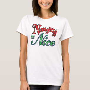 Naughty eller Nice juldesign T-Shirt