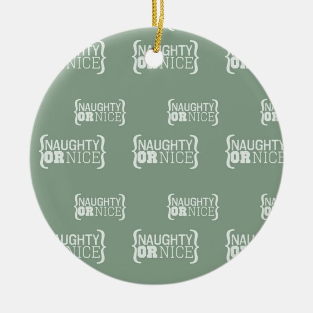 Naughty eller Nice Julgransprydnad Keramik (Framsidan)