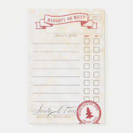 Naughty eller Nice Jultomten Checklist Post-it Block