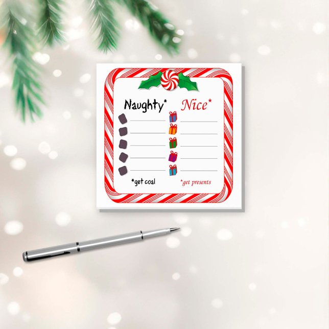 Naughty eller Nice Jultomten Post-it Block (Not so Subtle Naughty or Nice. Post it Notes were made for Santa Claus! )