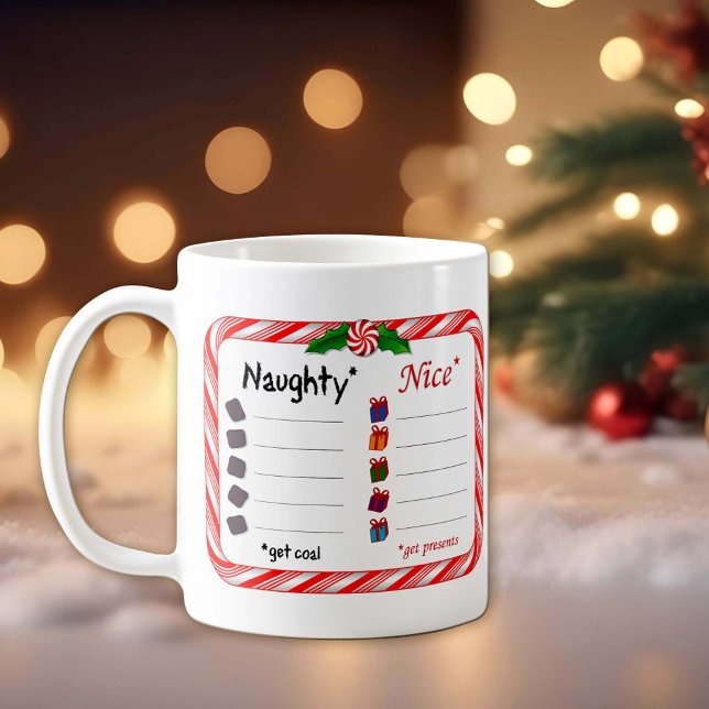 Naughty eller Nice Kaffemugg (The Naughty get coal. Nice ones get presents. )