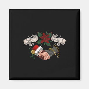 Naughty eller Nice Krampus och jultomten 1 Magnet