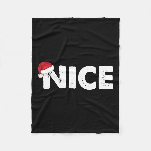Naughty eller Nice Matchande jul Fleecefilt (Framsidan)