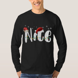 Naughty eller Nice Matchande jul ljus Par T Shirt