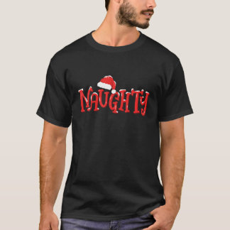 Naughty eller Nice Matchande jul Par Costume T Shirt