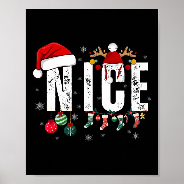 Naughty eller Nice Matchande julkostumma Par Poster (Framsidan)