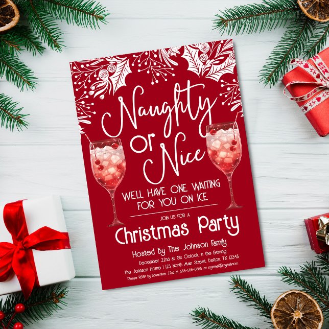Naughty eller Nice Mixed Drink Funny jul Party Inbjudningar (Skapare uppladdad)