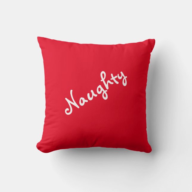 Naughty eller Nice Mood Red Dekorativ kudde (Framsida)
